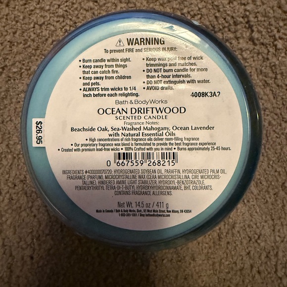 Bath & Body Works Ocean Driftwood 3-Wick Candle, NEW IN BOX 🌟⭐️ - Picture 2 of 2